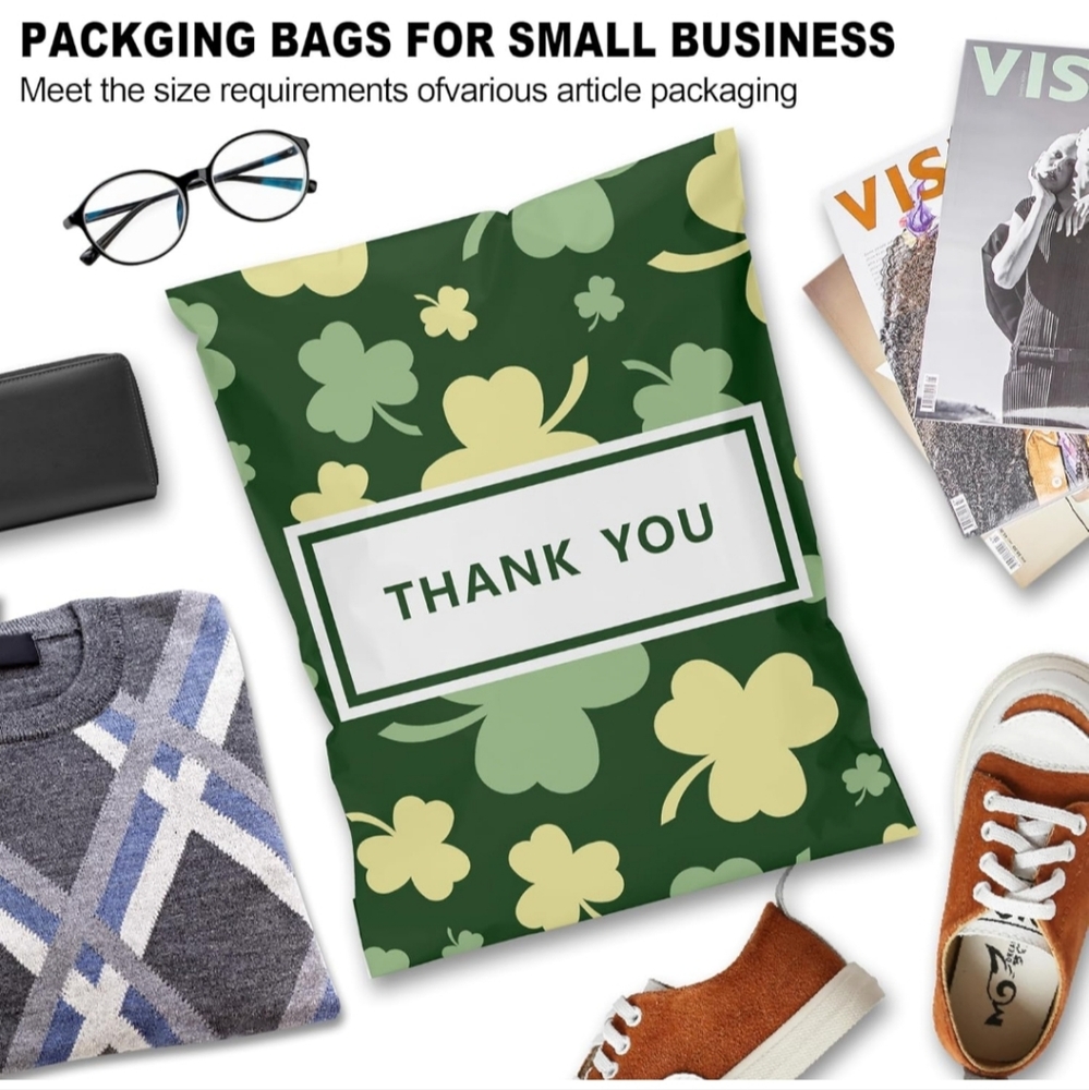 25 Ct  10x13 St Patrick's Day Shipping Bags for Clothing, Self-Seal Privacy